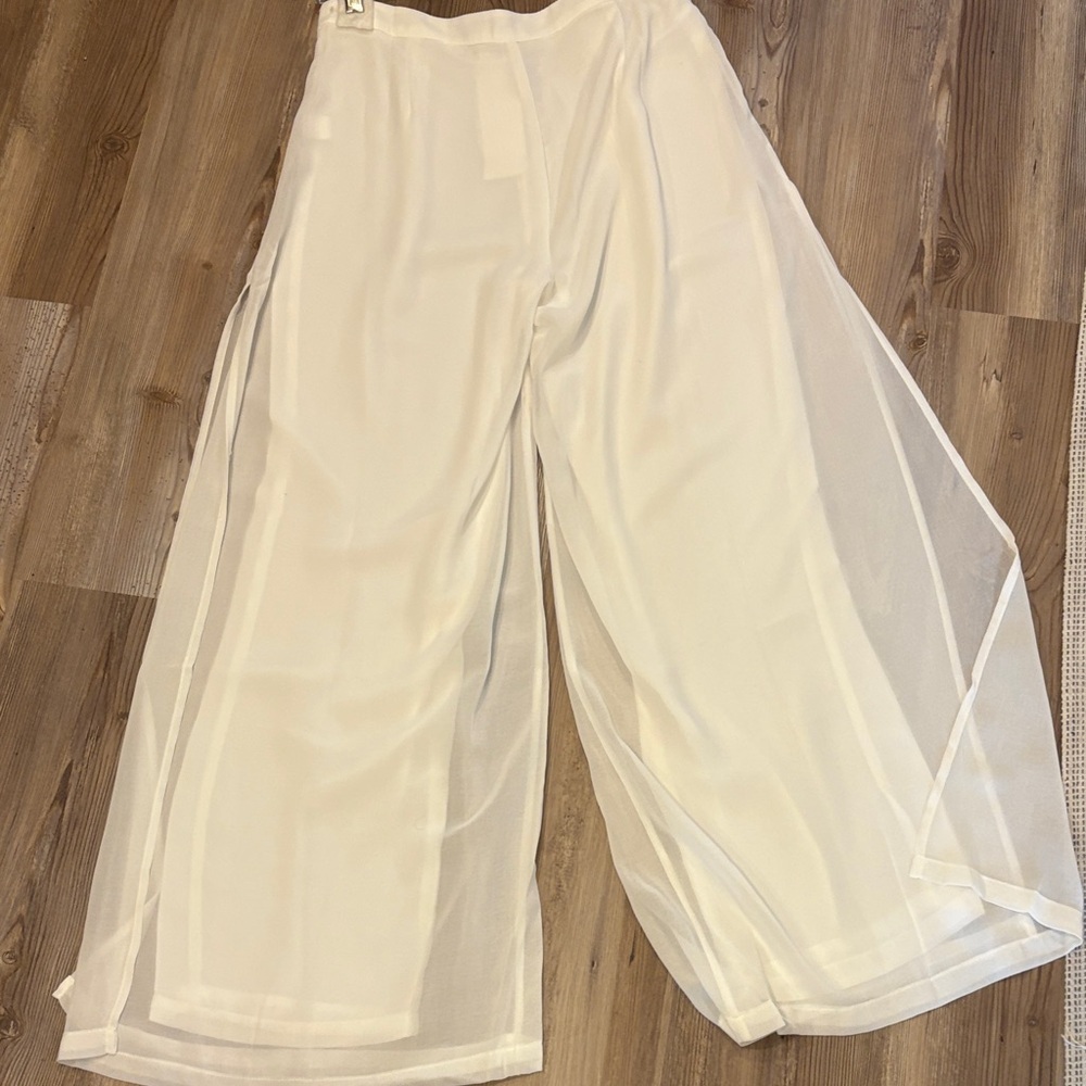 Miilla Clothing Sheer Cream Wide-Leg Pants - Picture 4 of 5